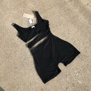 NWT Oh Polly black knit cutout biker romper unitard